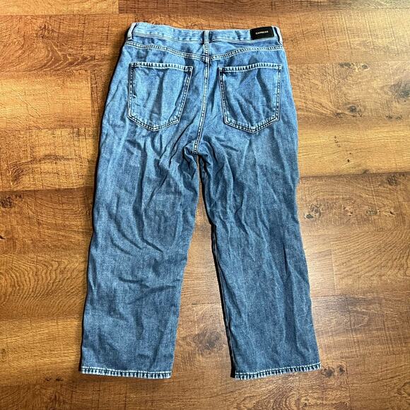 Express High Waisted Crop Jeans Size 10 Trendy Denim Style - Picture 3 of 5